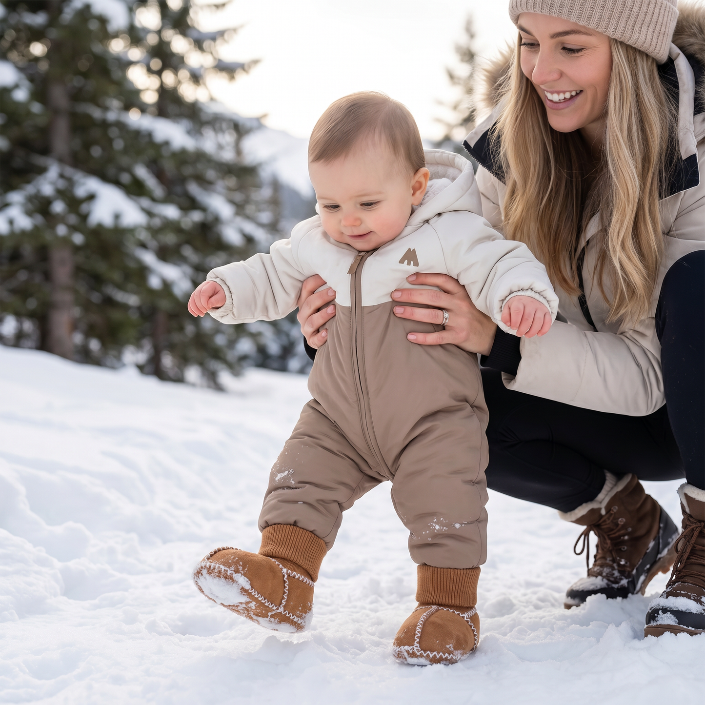 Lined baby winter sock shoes in suede look