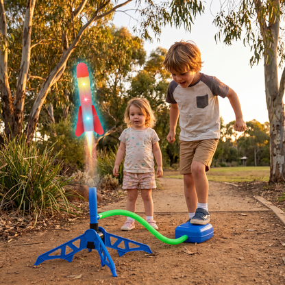 Kids Rocket Launcher with Foot Pump – Light Up Outdoor Air Pressure Toy