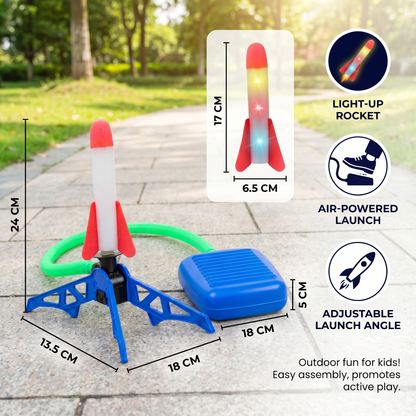 Kids Rocket Launcher with Foot Pump – Light Up Outdoor Air Pressure Toy