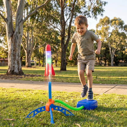 Kids Rocket Launcher with Foot Pump – Light Up Outdoor Air Pressure Toy