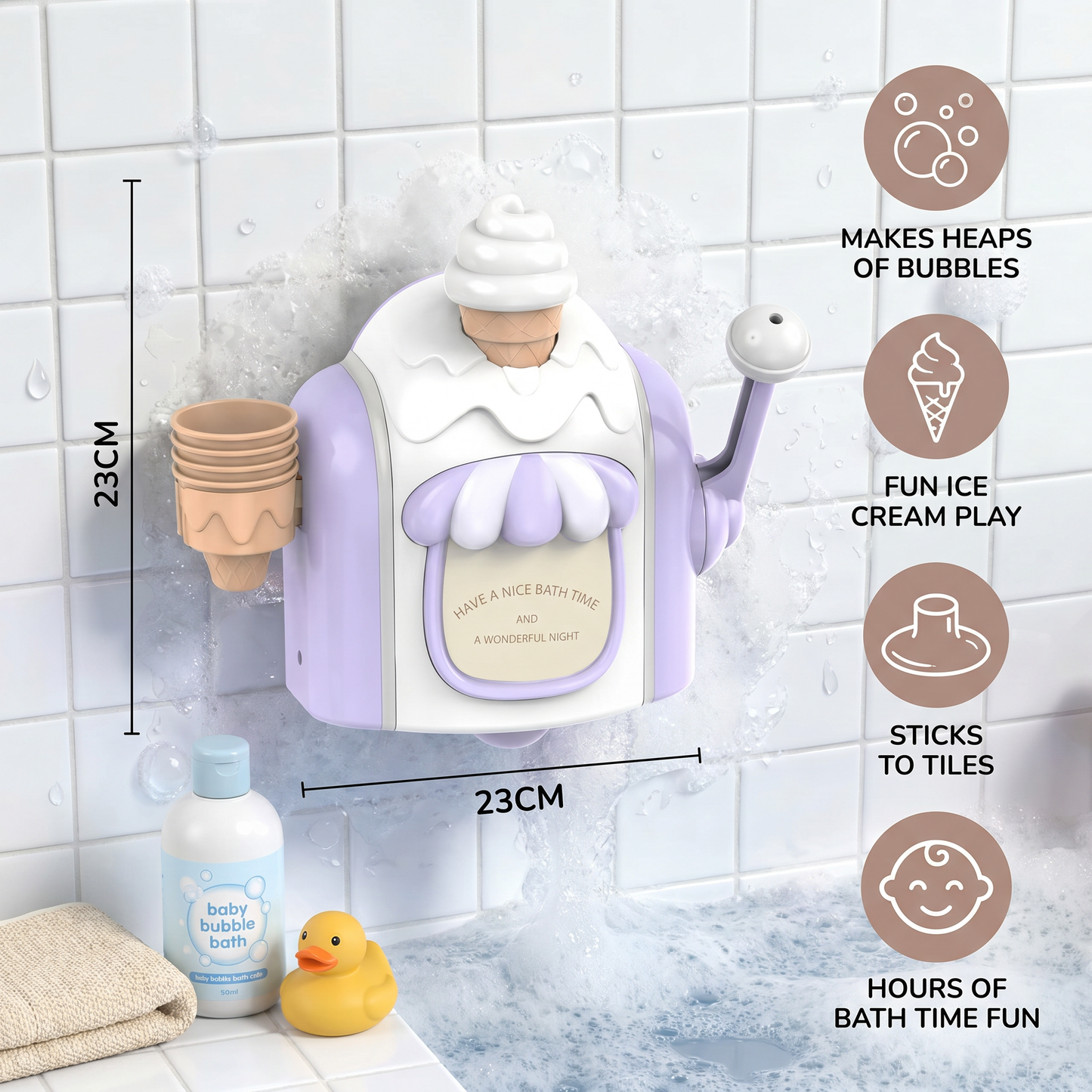 Ice Cream Machine Baby Bath Toy with Bubble Maker