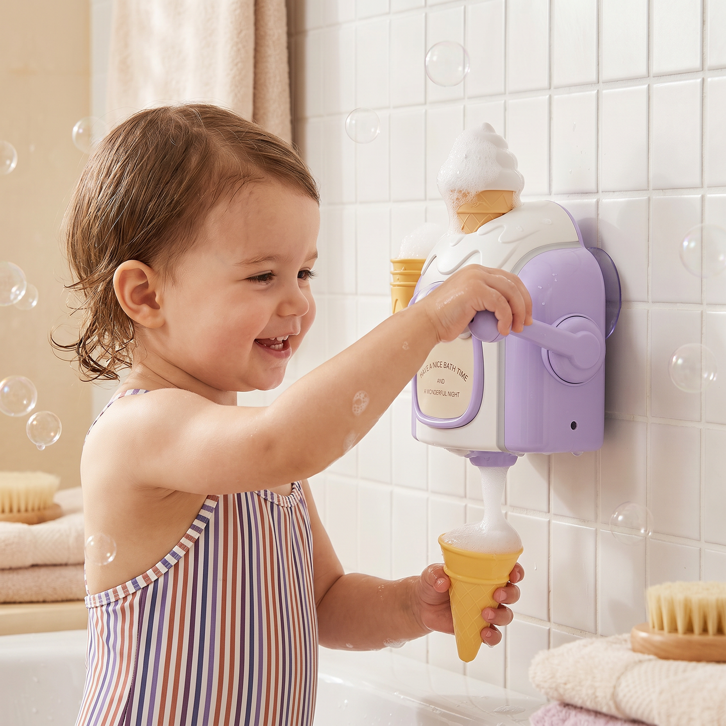 Ice Cream Machine Baby Bath Toy with Bubble Maker