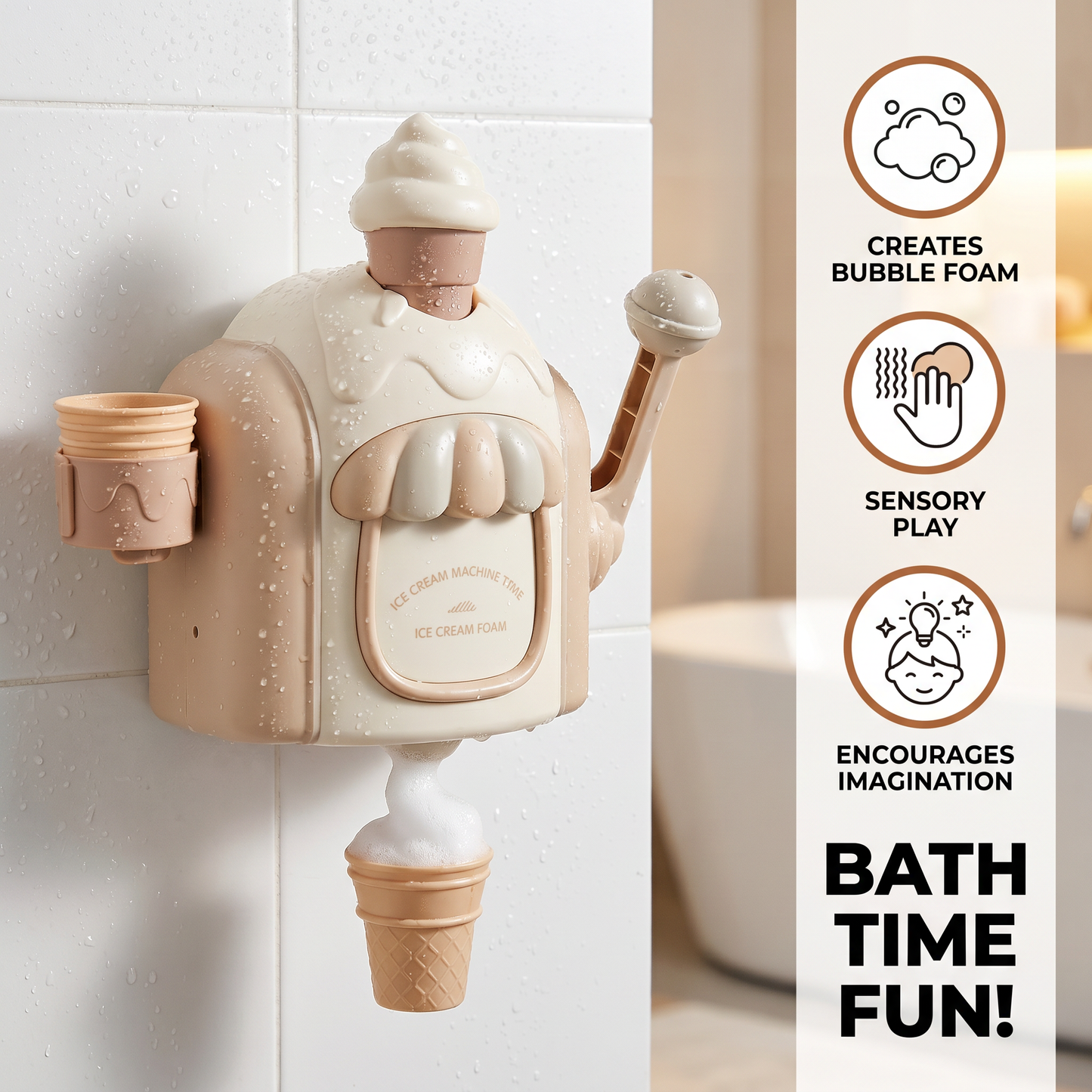 Ice Cream Machine Baby Bath Toy with Bubble Maker