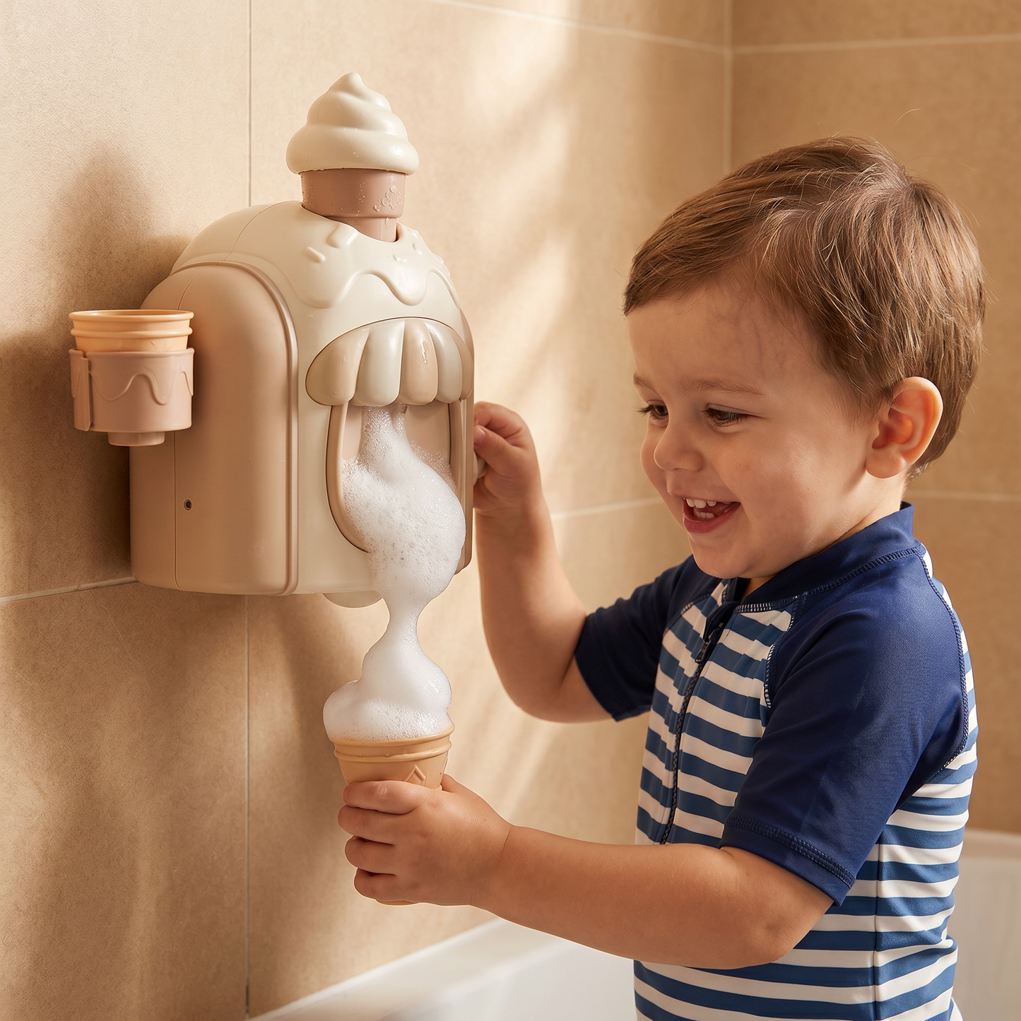 Ice Cream Machine Baby Bath Toy with Bubble Maker
