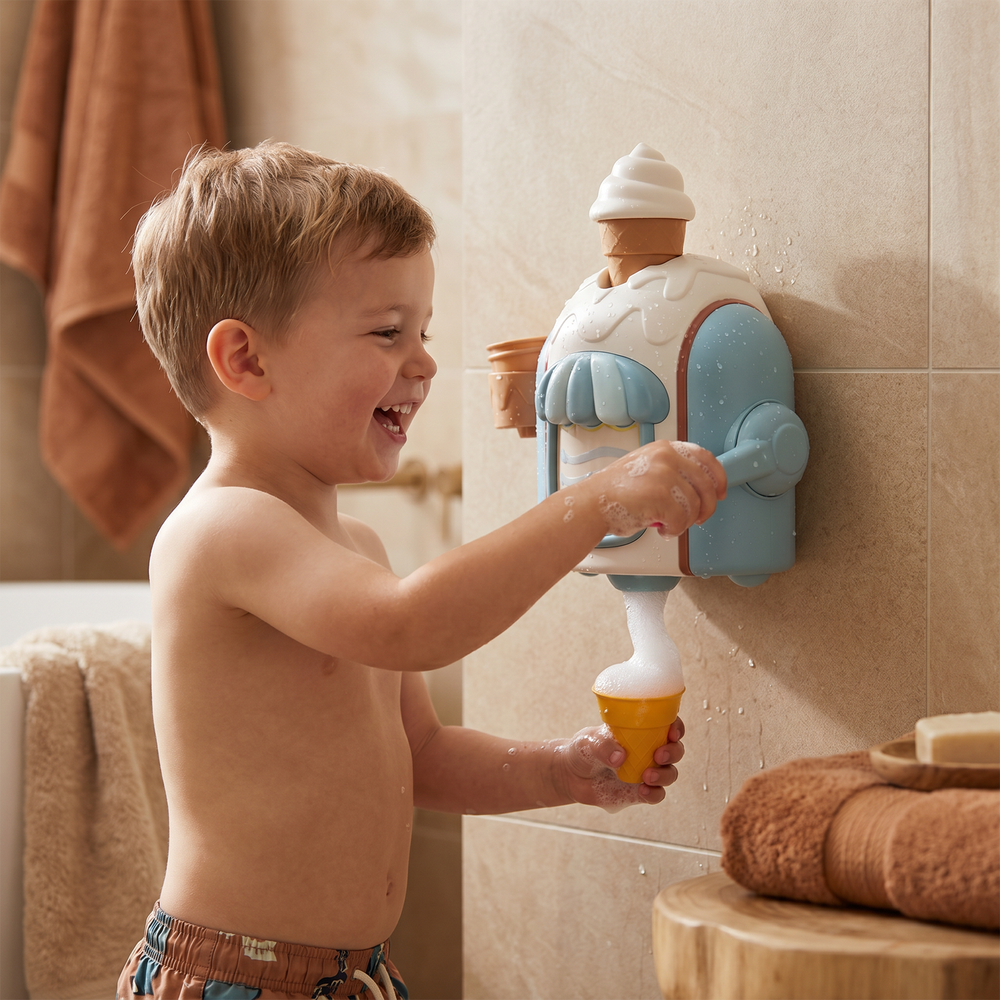 Ice Cream Machine Baby Bath Toy with Bubble Maker