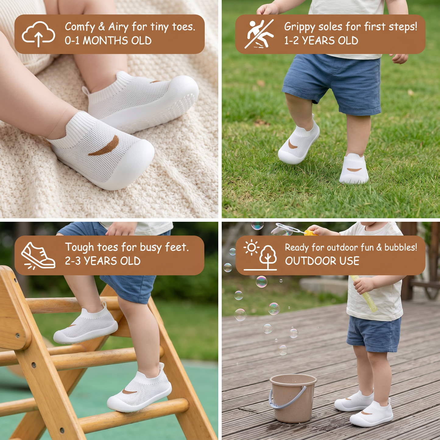 Summer baby shoes with non-slip soles and breathable material