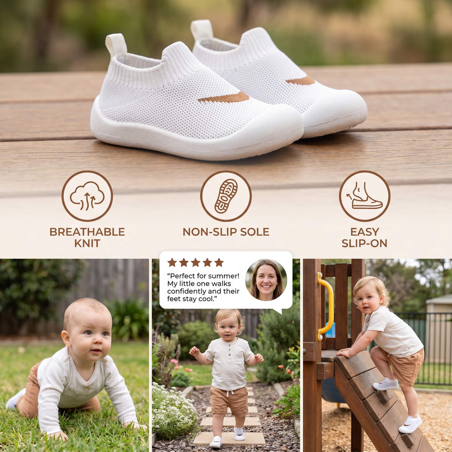 Summer baby shoes with non-slip soles and breathable material