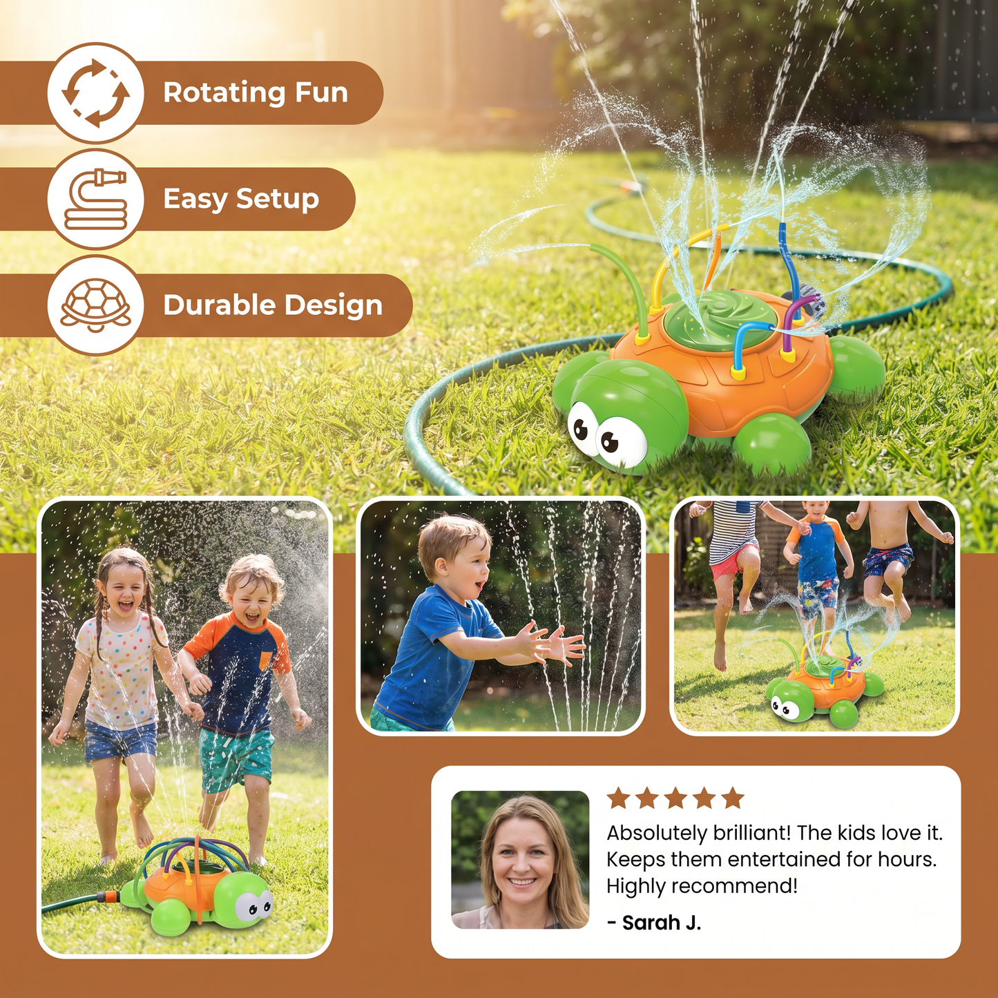 Turtle Water Sprinkler – Rotating Garden Fun for Kids on Hot Summer Days
