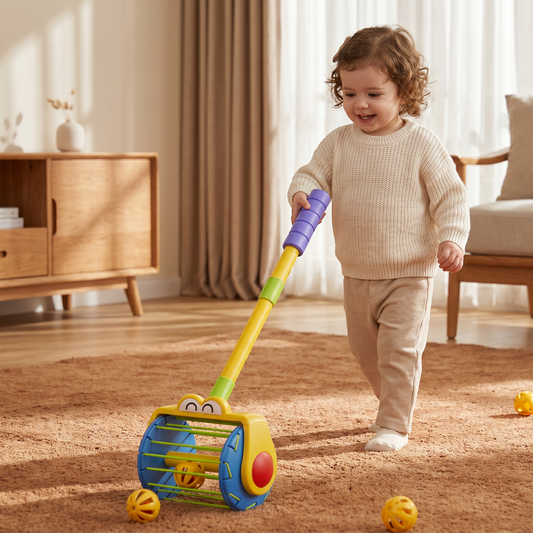 Baby Push Along Vacuum Roller Toy with Balls for Toddlers