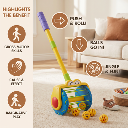 Baby Push Along Vacuum Roller Toy with Balls for Toddlers