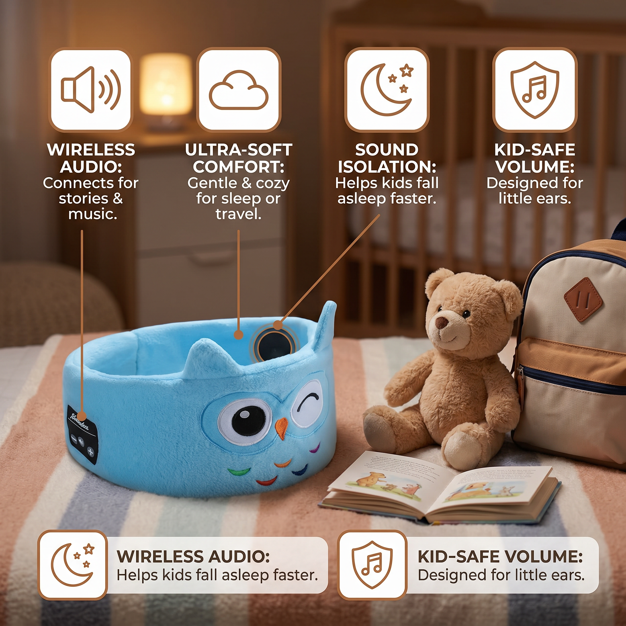 2 in 1 Sleep Headband with Wireless Speakers for Travel and Rest