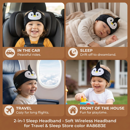 2-in-1 Sleep Headband with Bluetooth Speakers – Soft Wireless Headband for Travel & Sleep