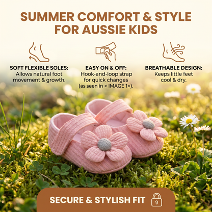 Summer baby shoes with soft soles in a floral design