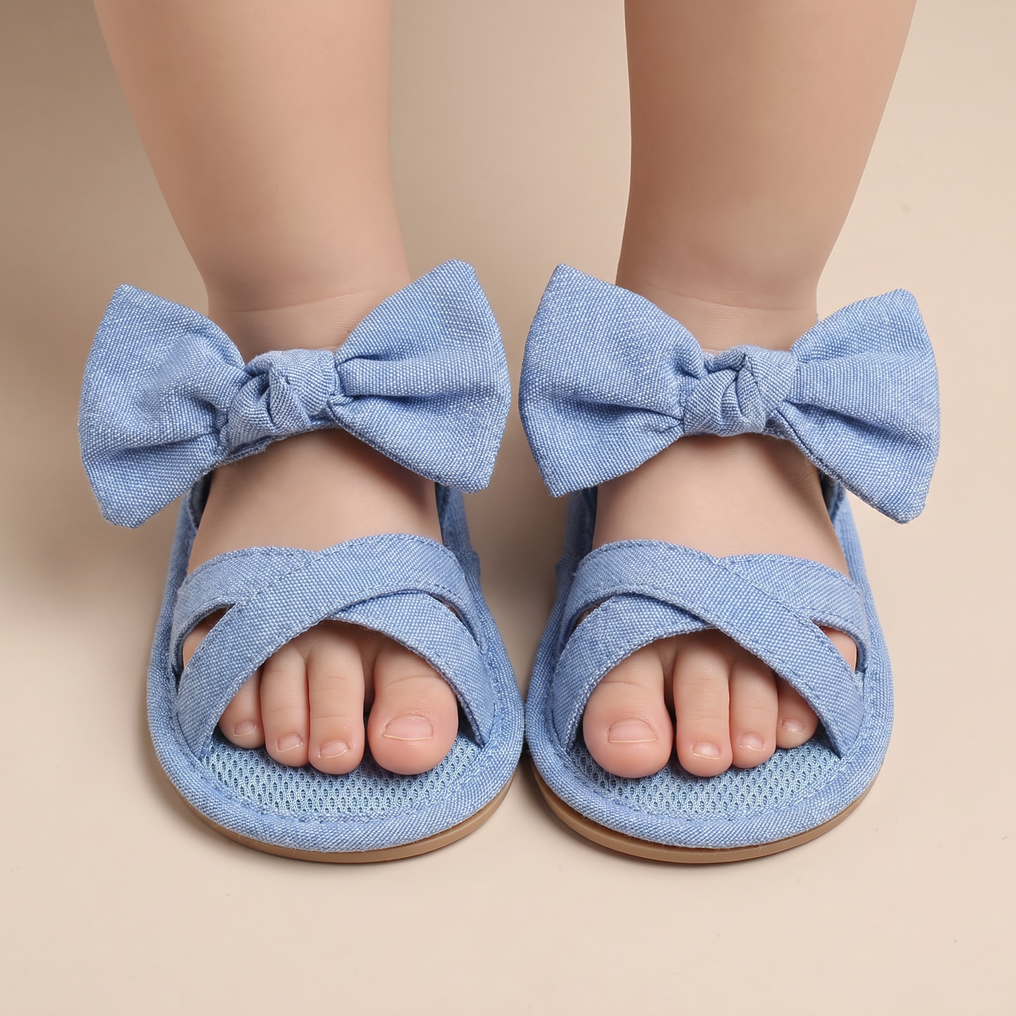 Cross-Strap Bow Sandals Blue