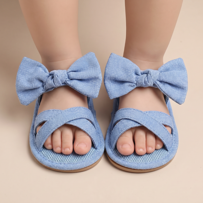 Cross-Strap Bow Sandals Blue