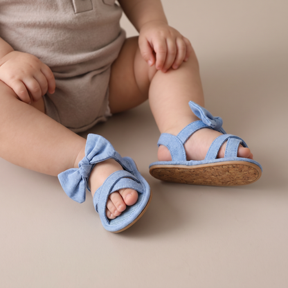 Cross-Strap Bow Sandals Blue