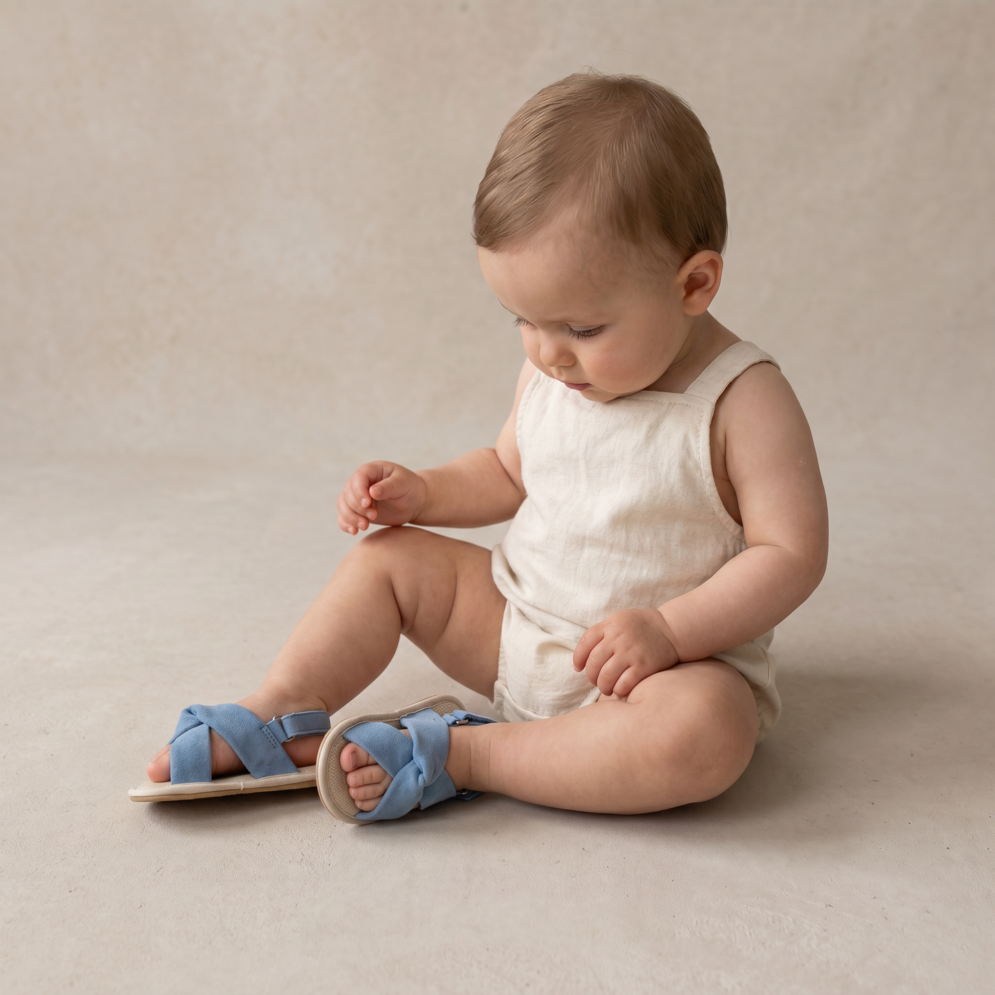 Denim Cross-Strap Bow Sandals