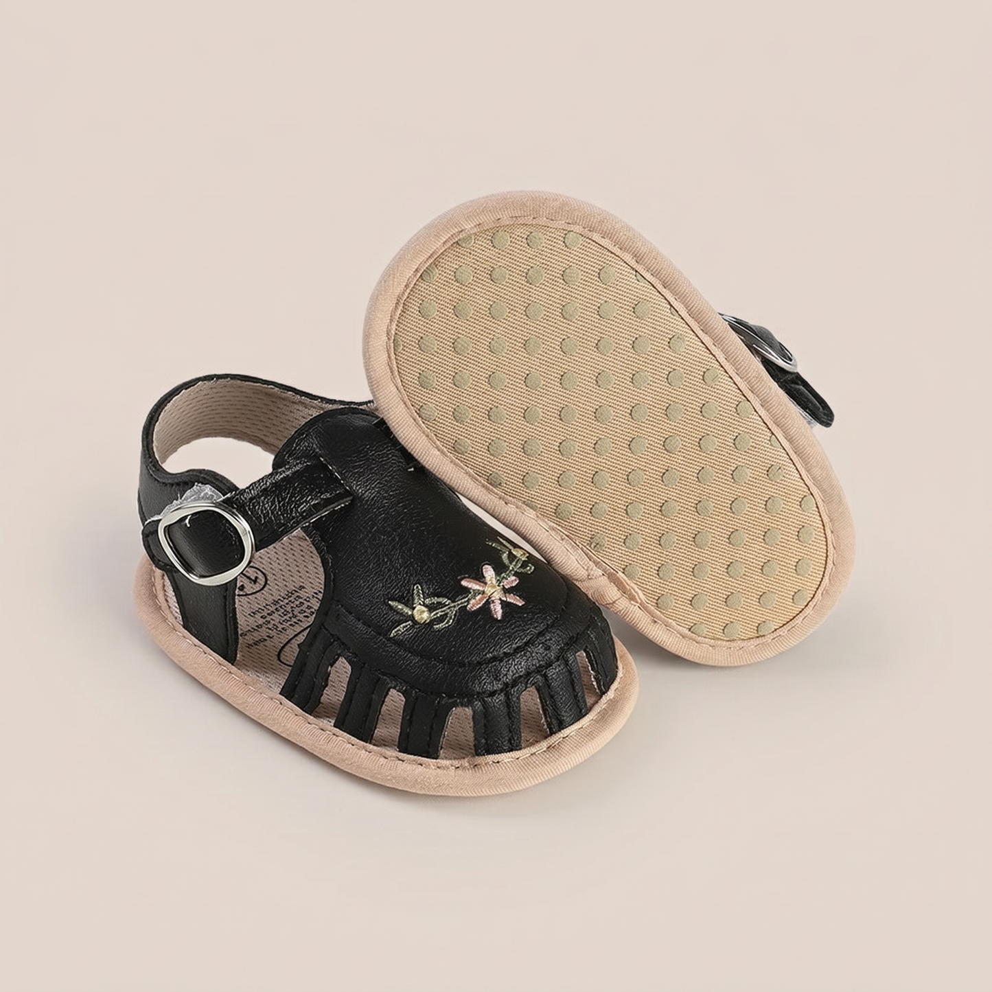 Embroidered Floral Closed-Toe Sandals