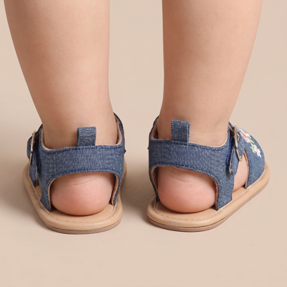 Embroidered Daisy Buckle Sandals