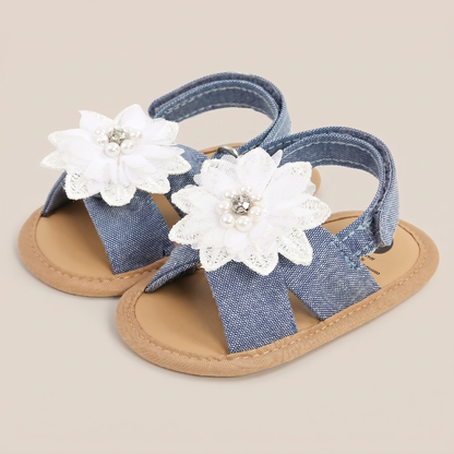 Chiffon Flower Flat Sandals