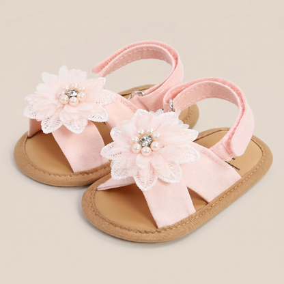 Chiffon Flower Flat Sandals