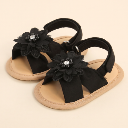 Chiffon Flower Flat Sandals
