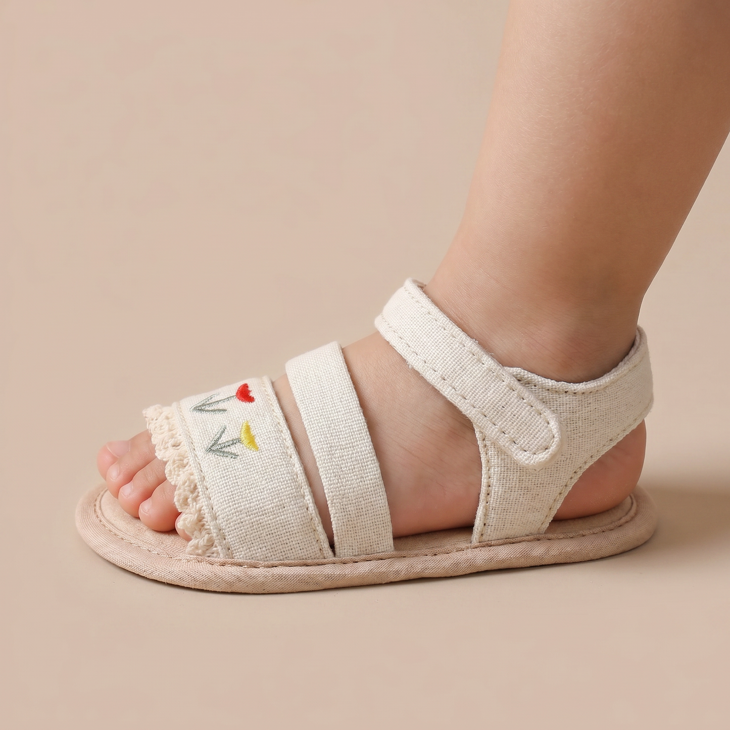 Embroidered Ruffle Edge Sandals