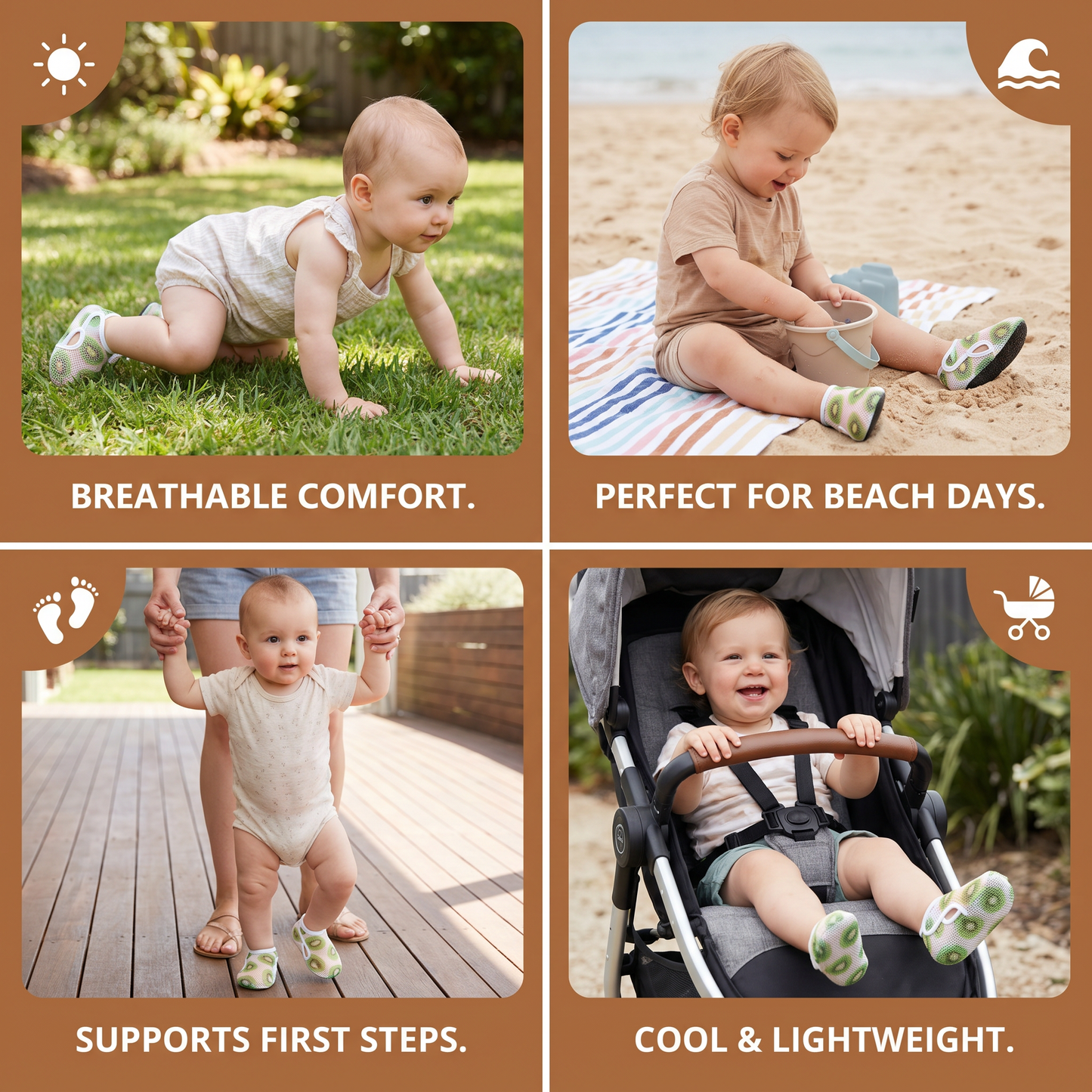 Summer Baby Shoes Made from Breathable Fabric in a Fruit Design