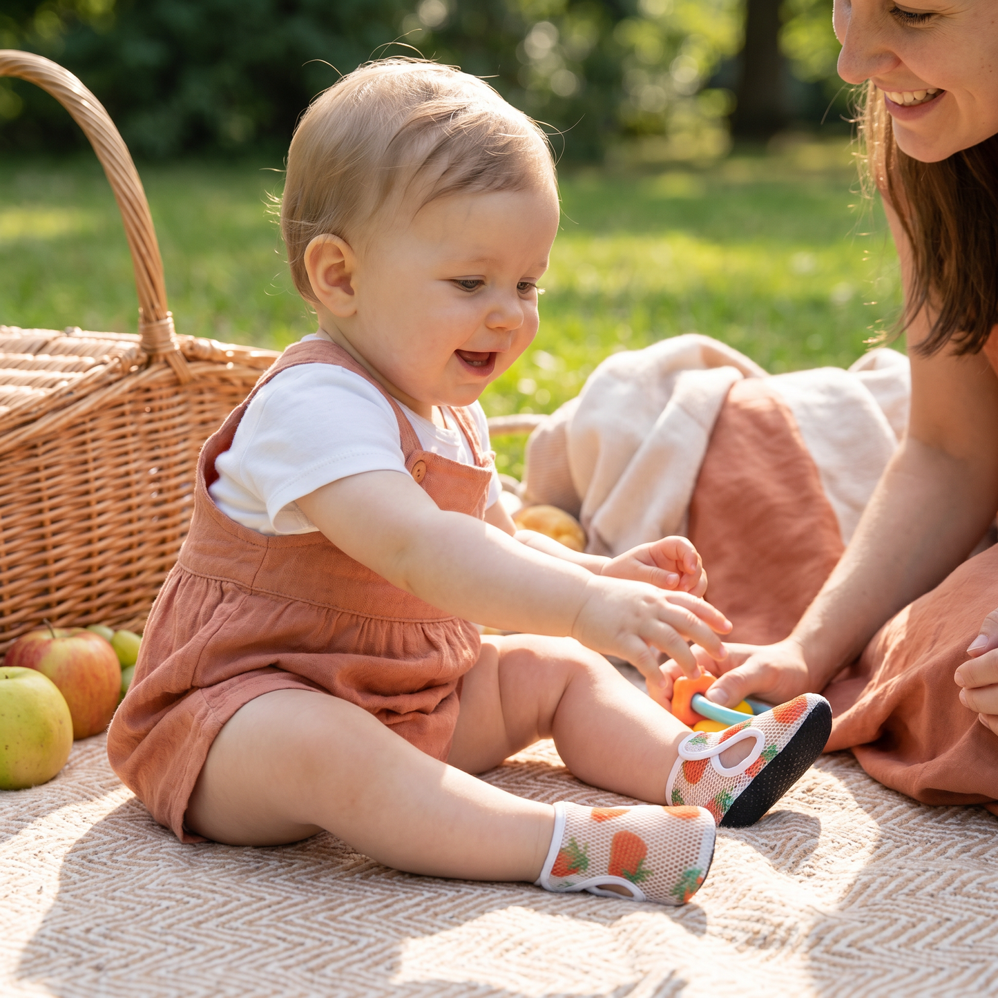 Summer Baby Shoes Made from Breathable Fabric in a Fruit Design