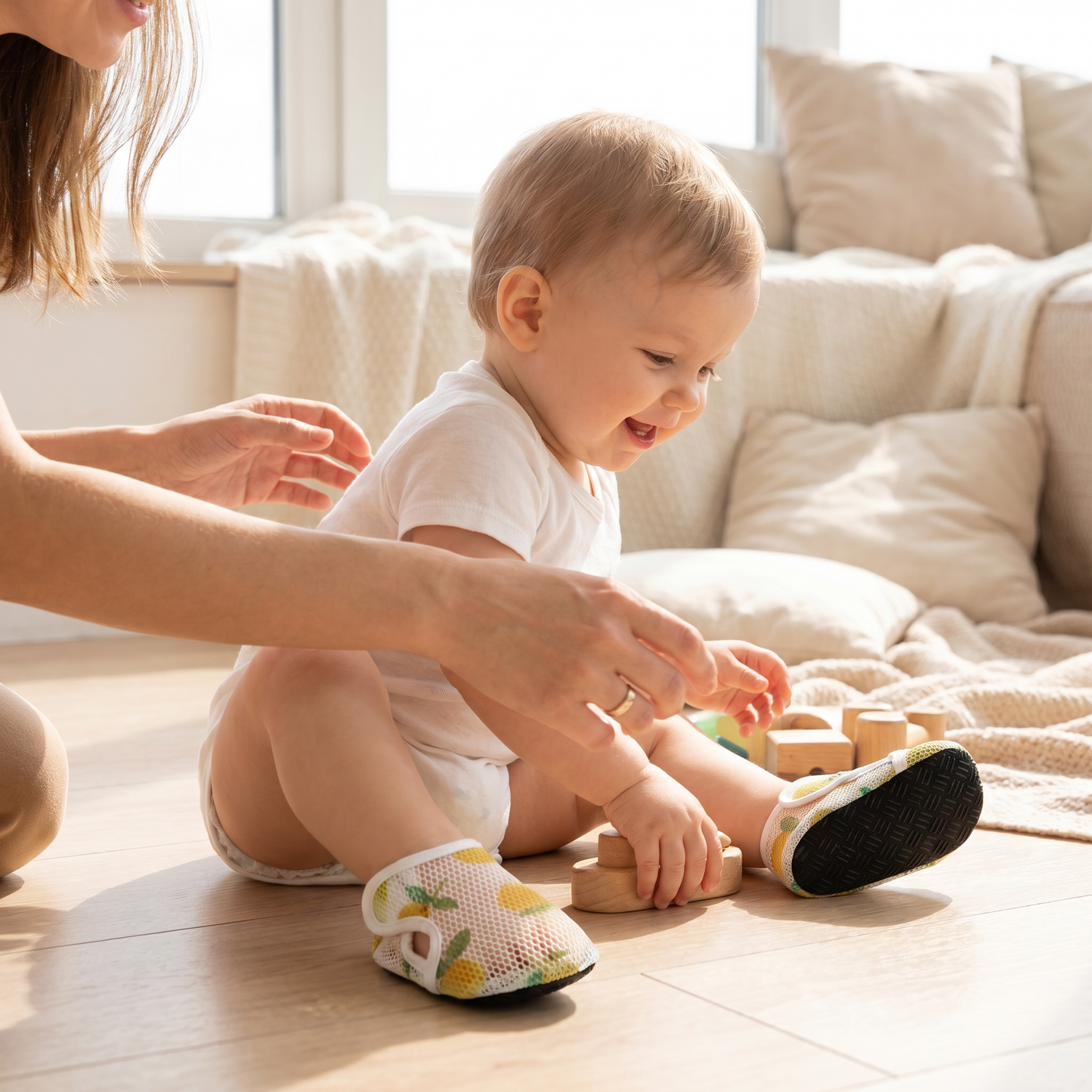 Summer Baby Shoes Made from Breathable Fabric in a Fruit Design
