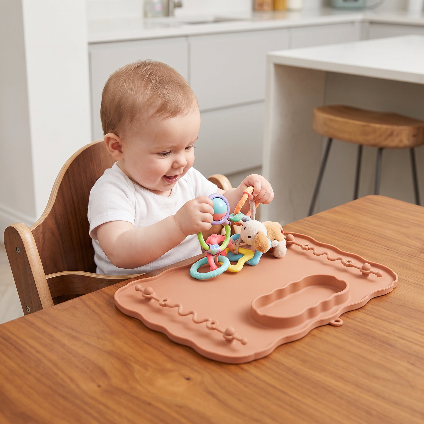 Non-Slip Silicone Baby Placemat with Suction Cup and Anti-Drop Rope