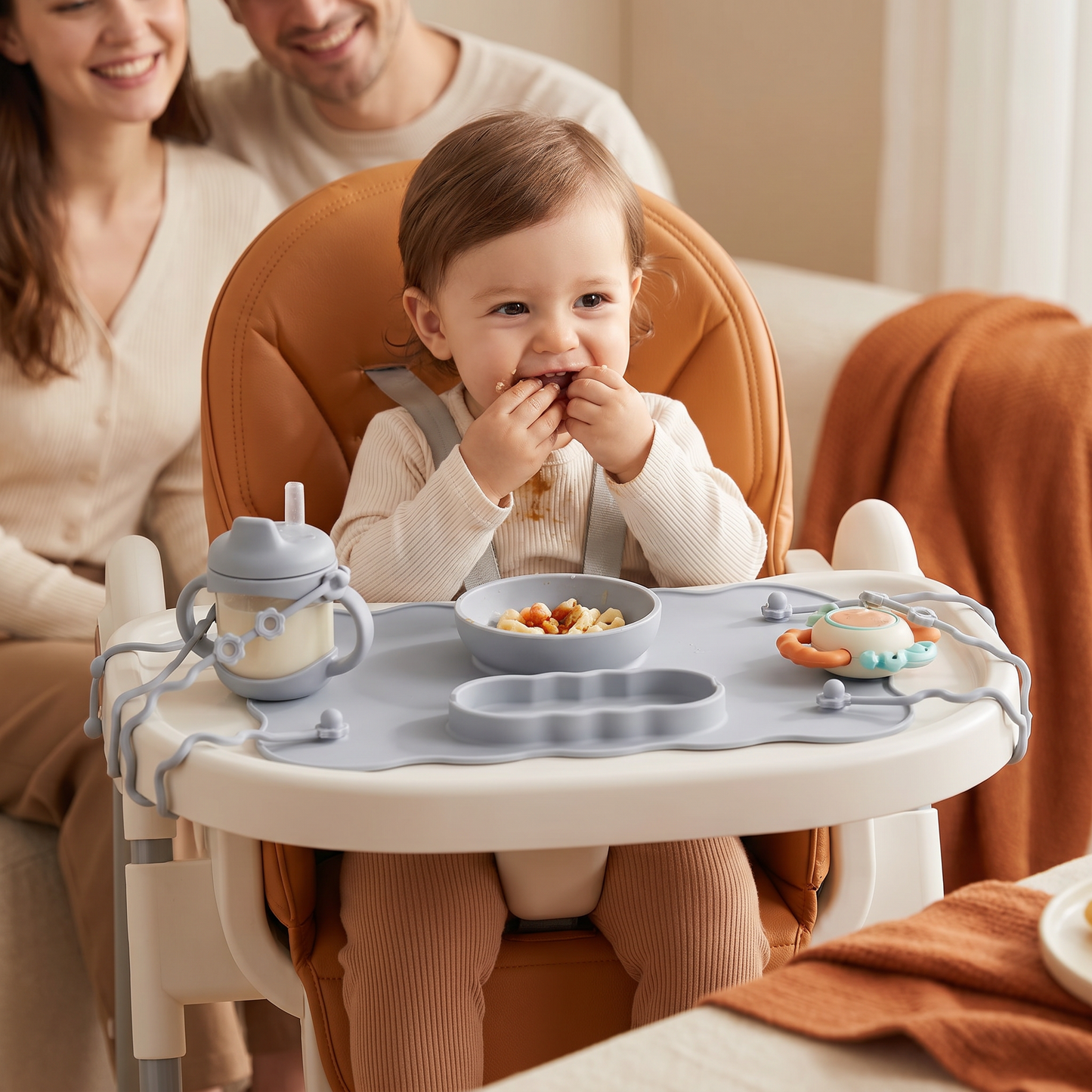 Non-Slip Silicone Baby Placemat with Suction Cup and Anti-Drop Rope