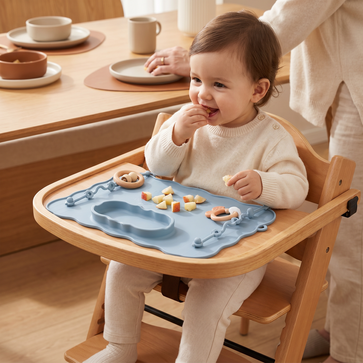 Non-Slip Silicone Baby Placemat with Suction Cup and Anti-Drop Rope