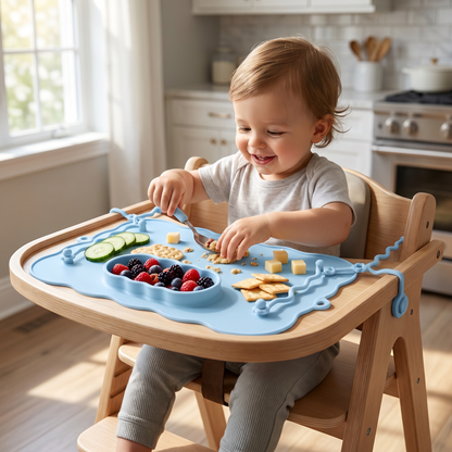 Non-Slip Silicone Baby Placemat with Suction Cup and Anti-Drop Rope