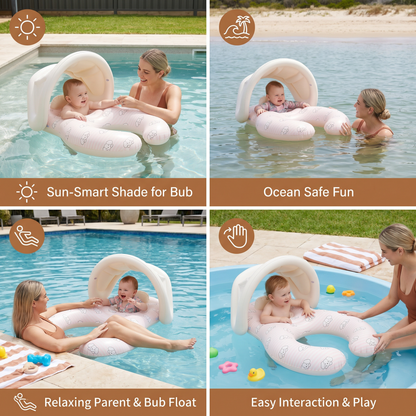 Inflatable Parent and Baby Pool Float with Sunshade