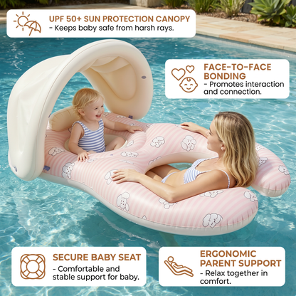 Inflatable Parent and Baby Pool Float with Sunshade