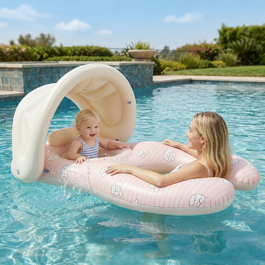 Inflatable Parent and Baby Pool Float with Sunshade