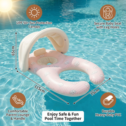Inflatable Parent and Baby Pool Float with Sunshade