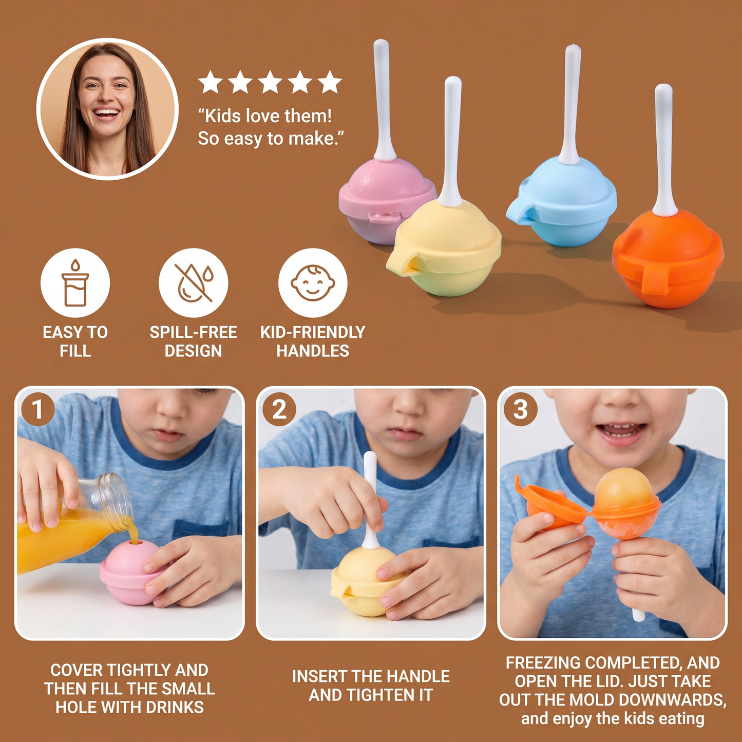 Lollipop Ice Pop Moulds – Pack of Four