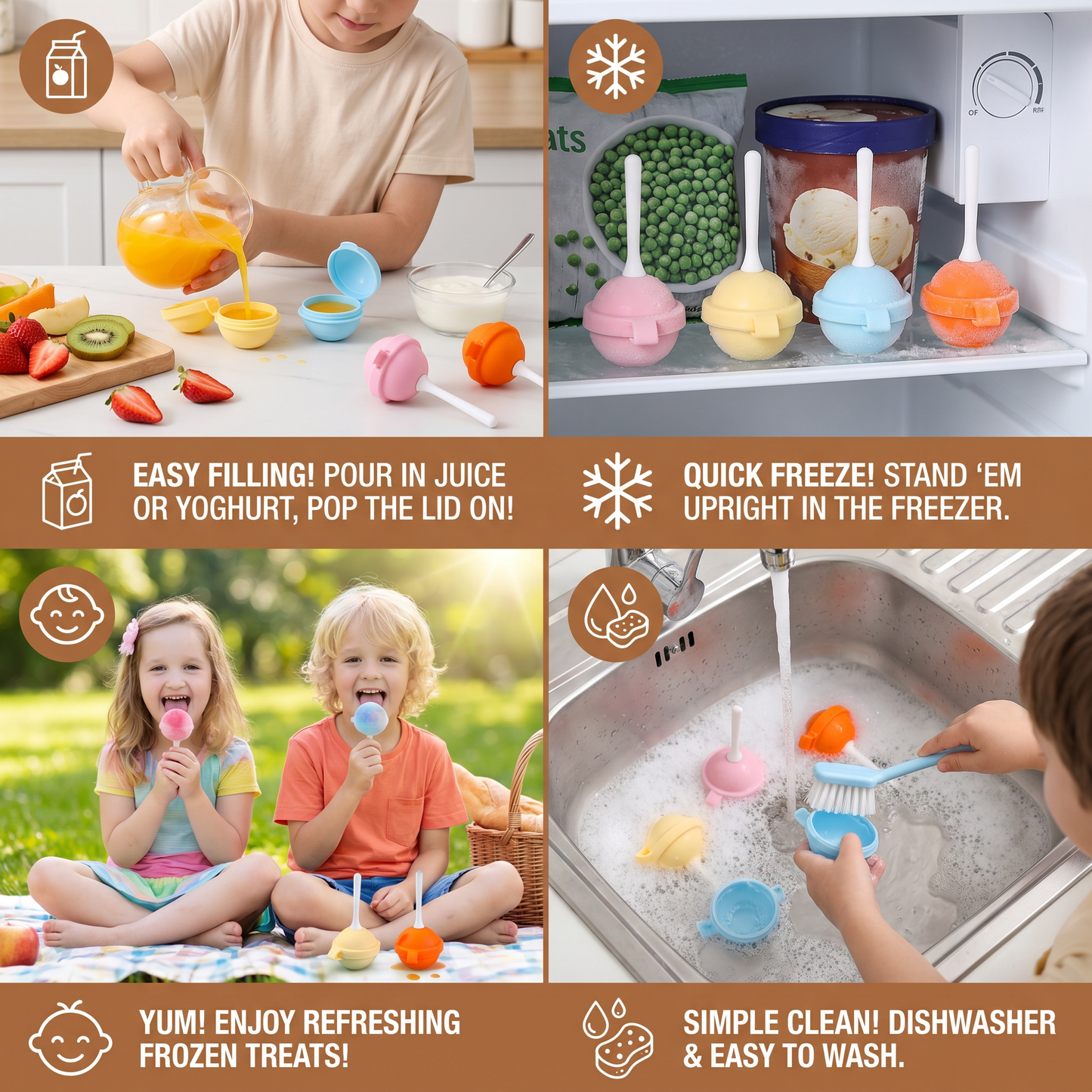 Lollipop Ice Pop Moulds – Pack of Four