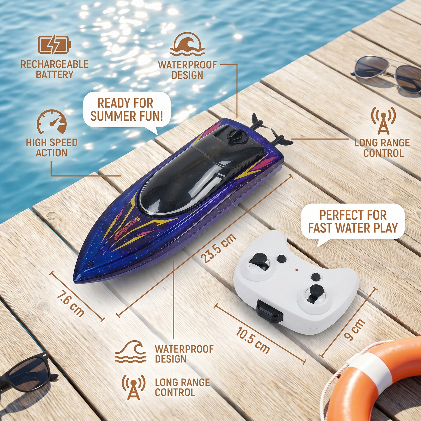 Electric Racing Boat for Fast Water Fun in Summer