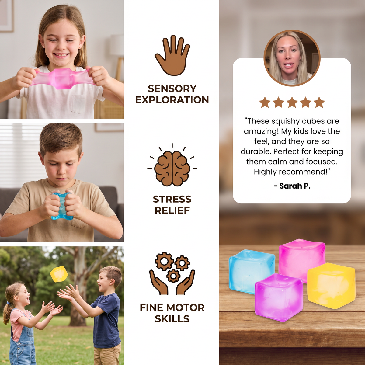 Cube Squishy Stress Ball – Soft Gel Sensory Fidget Toy