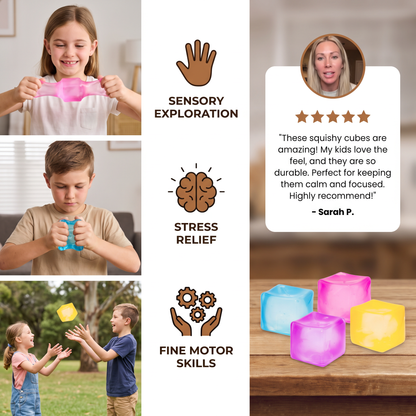 Cube Squishy Stress Ball – Soft Gel Sensory Fidget Toy