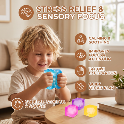 Cube Squishy Stress Ball – Soft Gel Sensory Fidget Toy
