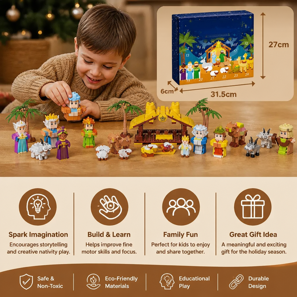 Christmas Nativity Building Blocks Advent Calendar for Kids