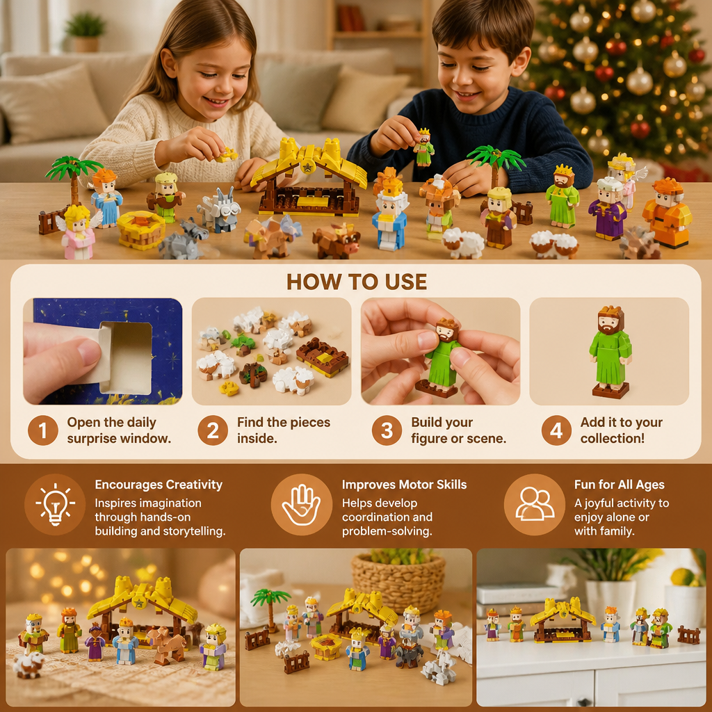 Christmas Nativity Building Blocks Advent Calendar for Kids