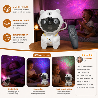 Astronaut Galaxy & Star Projector with 8-Color Nebula & Remote Control
