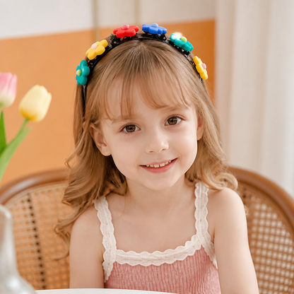 Cute Hair Clips & Bands for Girls with Flower, Strawberry & Rainbow Charms
