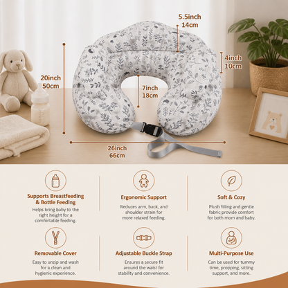 Multifunctional Nursing Pillow for Breastfeeding & Bottle Feeding with Removable Cover