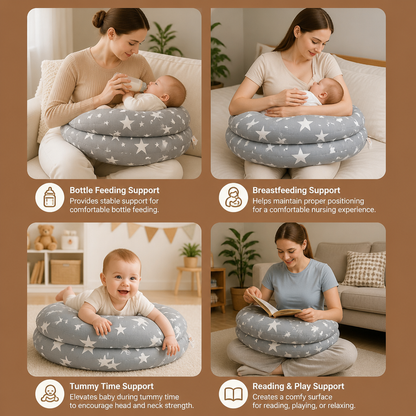 Multifunctional Nursing Pillow for Breastfeeding & Bottle Feeding with Removable Cover